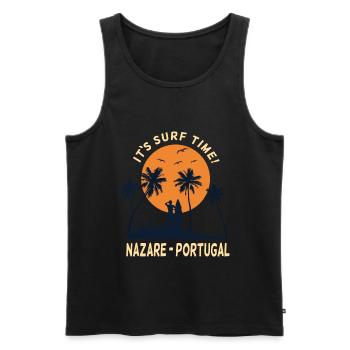 Nazare Portugal It's Surf Time Surfer Surfing - Men's Premium Organic Tank Top - black - Front - AI Model Male 178 light (178cm)