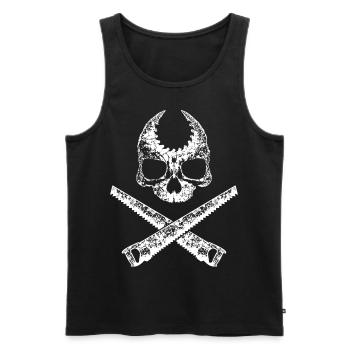Skull Saw Craftsman Carpenter Carpenter Forester - Men's Premium Organic Tank Top - black - Front - AI Model Male 178 light (178cm)