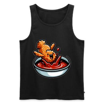 Poulet frit Ailes de poulet Poulet Cadeau - Débardeur bio Premium Homme - noir - Devant - Michal (187cm)