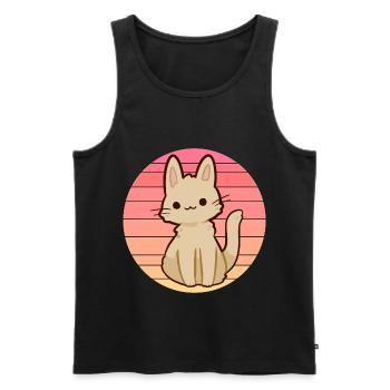 Anime cat in sunset - Men's Premium Organic Tank Top - black - Front - Michal (187cm)