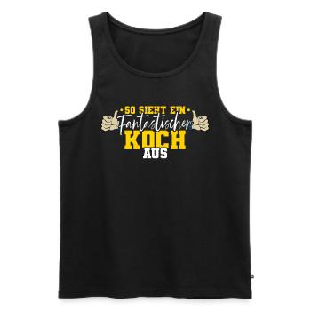 Koch - Männer Premium Bio Tank Top - Schwarz - Vorne - Michal (187cm)