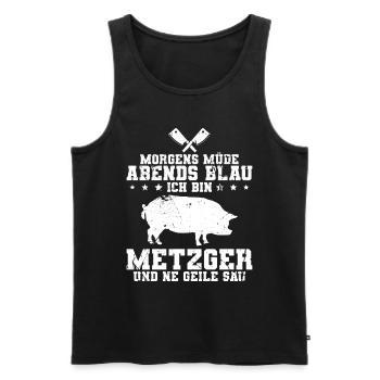 Fleischer Metzger - Männer Premium Bio Tank Top - Schwarz - Vorne - Michal (187cm)