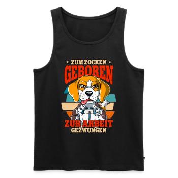 Zum Zocken Geboren Zum Arbeiten Gezwungen - Männer Premium Bio Tank Top - Schwarz - Vorne - Michal (187cm)