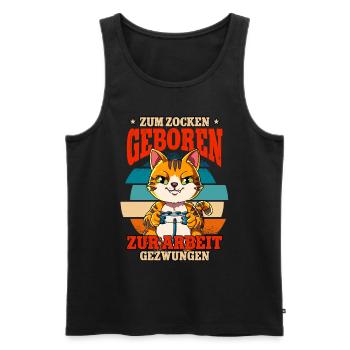 Zum Zocken Geboren Zum Arbeiten Gezwungen - Männer Premium Bio Tank Top - Schwarz - Vorne - Michal (187cm)