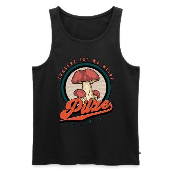Pilzsammler Pilz Sucher - Männer Premium Bio Tank Top - Schwarz - Vorne - Michal (187cm)