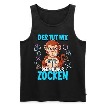 Zocken Gaming Der Tut Nix Der Will Nur Zocken - Männer Premium Bio Tank Top - Schwarz - Vorne - Michal (187cm)