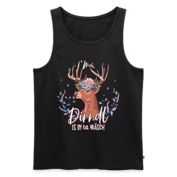 Mei Dirndl Is In Da Wäsch - Männer Premium Bio Tank Top - Schwarz - Vorne - Michal (187cm)