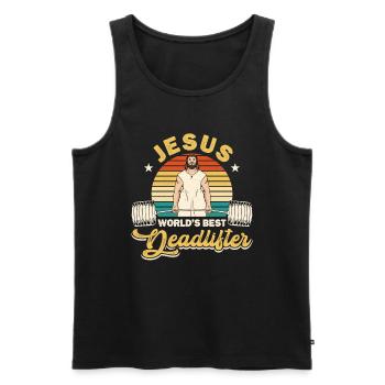 Jesus Weightlifter - Men's Premium Organic Tank Top - black - Front - Michal (187cm)