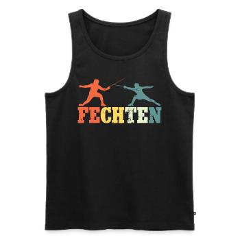 Fechten - Männer Premium Bio Tank Top - Schwarz - Vorne - AI Model Male 178 light (178cm)