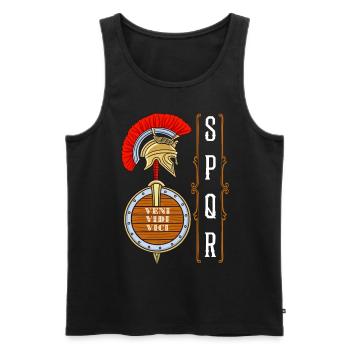 Lateinische Redewendung Römisches Reich Veni, Vidi, Vici - Männer Premium Bio Tank Top - Schwarz - Vorne - AI Model Male 178 light (178cm)