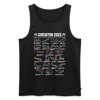 Circuits espagnols de Formule Un - Débardeur bio Premium Homme - noir - Devant - AI Model Male 178 light (178cm)