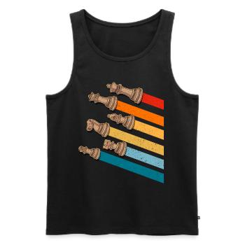 Schachfiguren Vintage Farben - Männer Premium Bio Tank Top - Schwarz - Vorne - Michal (187cm)