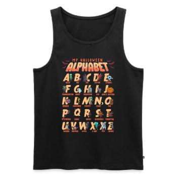 Alphabet d’Halloween en anglais Fun - Débardeur bio Premium Homme - noir - Devant - AI Model Male 178 light (178cm)