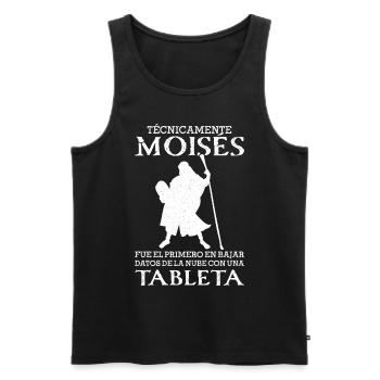 Moises First upload data cloud tablet - Men's Premium Organic Tank Top - black - Front - AI Model Male 178 light (178cm)