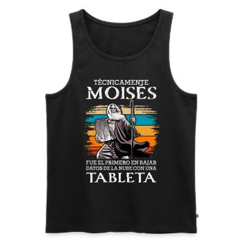 Moises First upload data cloud tablet - Men's Premium Organic Tank Top - black - Front - AI Model Male 178 light (178cm)