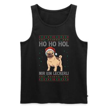 Mops Weihnachten - Männer Premium Bio Tank Top - Schwarz - Vorne - Michal (187cm)