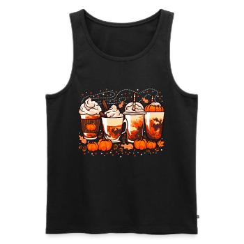 Herbst, Halloween Kaffee und Kürbisse - Männer Premium Bio Tank Top - Schwarz - Vorne - AI Model Male 178 light (178cm)