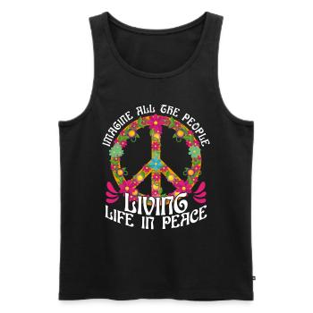 Symbol of World Peace Flowers Imagine - Men's Premium Organic Tank Top - black - Front - AI Model Male 178 light (178cm)