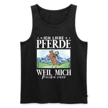 Ich liebe Pferde - Männer Premium Bio Tank Top - Schwarz - Vorne - Michal (187cm)