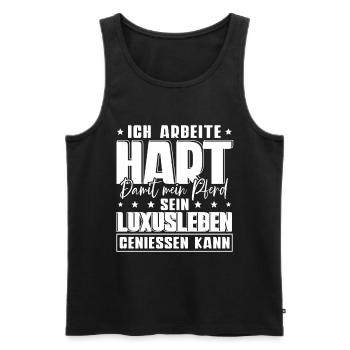 Ich Arbeite Hart Damit Mein Pferd - Männer Premium Bio Tank Top - Schwarz - Vorne - AI Model Male 178 light (178cm)