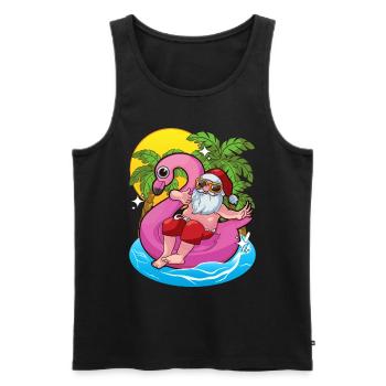 Santa Claus Beach Float Flamingo Christmas - Men's Premium Organic Tank Top - black - Front - Michal (187cm)