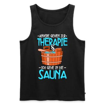 Sauna - Männer Premium Bio Tank Top - Schwarz - Vorne - AI Model Male 178 light (178cm)