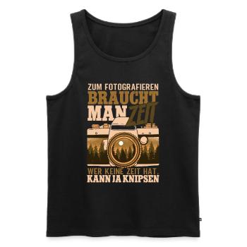 Zum Fotografieren braucht man Zeit Fotografen - Männer Premium Bio Tank Top - Schwarz - Vorne - Michal (187cm)
