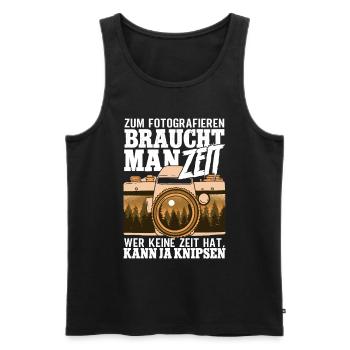 Zum Fotografieren braucht man Zeit Fotografen - Männer Premium Bio Tank Top - Schwarz - Vorne - Michal (187cm)