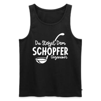 Sauna Du stehst dem Schöpfer Gegenüber - Männer Premium Bio Tank Top - Schwarz - Vorne - AI Model Male 178 light (178cm)