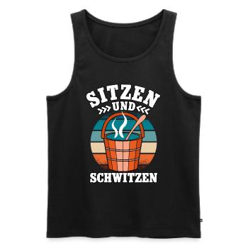 Sauna - Männer Premium Bio Tank Top - Schwarz - Vorne - AI Model Male 178 light (178cm)