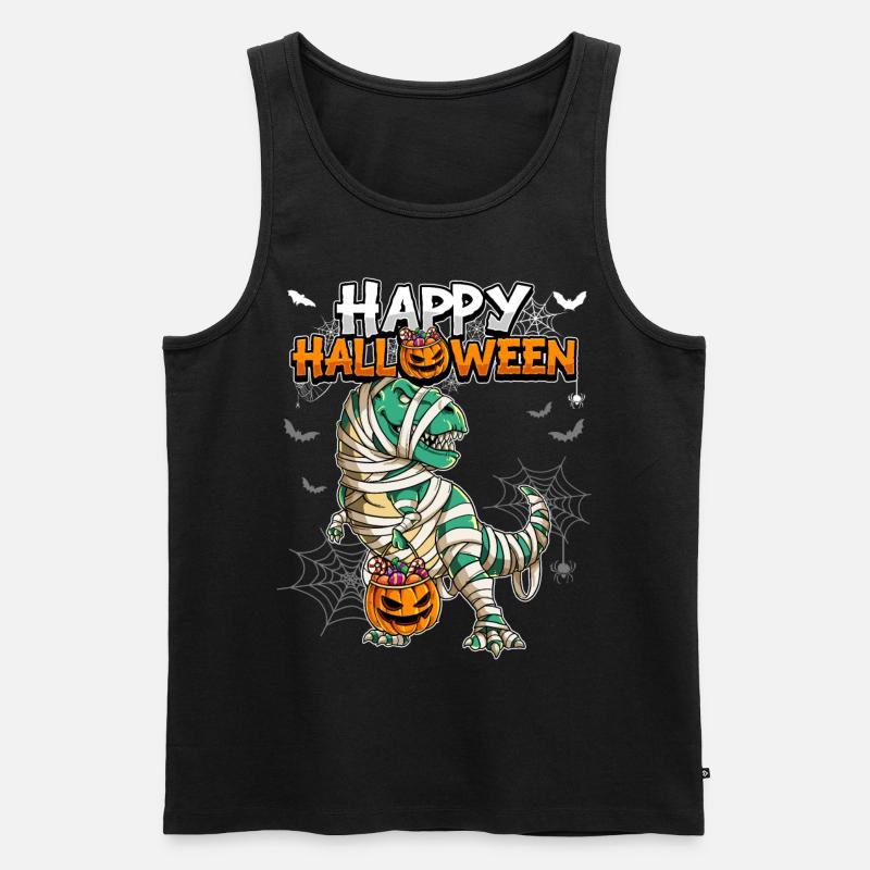 Halloween T-Rex Mumie - Männer Premium Bio Tank Top - Schwarz
