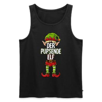 Pupsende Elf Partnerlook Weihnachten - Männer Premium Bio Tank Top - Schwarz - Vorne - Michal (187cm)