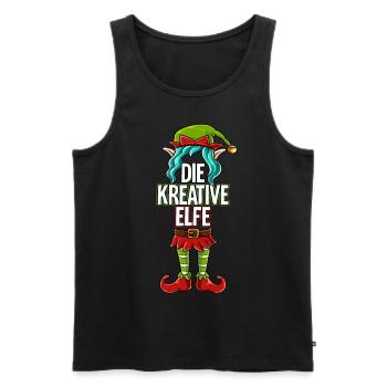 Kreative Elfe Partnerlook Weihnachten - Männer Premium Bio Tank Top - Schwarz - Vorne - Michal (187cm)