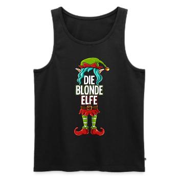 Blonde Elfe Partnerlook Weihnachten - Männer Premium Bio Tank Top - Schwarz - Vorne - Michal (187cm)