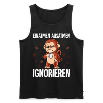 Einatmen Ausatmen Ignorieren Kaffee Affe - Männer Premium Bio Tank Top - Schwarz - Vorne - Michal (187cm)