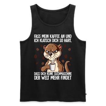 Fass mein Kaffee an und ich klatsch dich Kaffee - Männer Premium Bio Tank Top - Schwarz - Vorne - Michal (187cm)