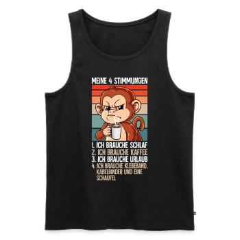 Meine 4 Stimmungen Kaffee Affe - Männer Premium Bio Tank Top - Schwarz - Vorne - Michal (187cm)