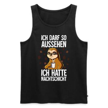 Ich Hatte Nachtschicht Kaffee Faultier - Männer Premium Bio Tank Top - Schwarz - Vorne - Michal (187cm)