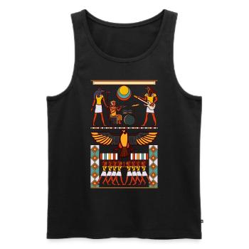 Egypte Hiéroglyphes Pyramide Musique Rock Guitare - Débardeur bio Premium Homme - noir - Devant - Michal (187cm)