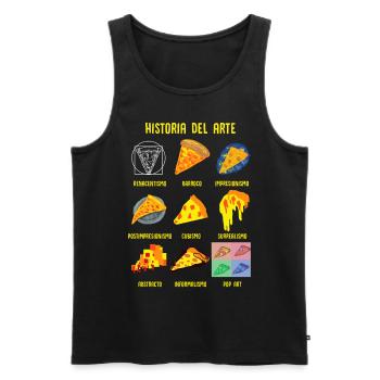 History of Classic Art Fun Pizza - Men's Premium Organic Tank Top - black - Front - AI Model Male 178 light (178cm)