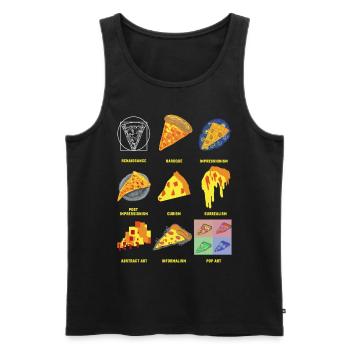 History of Classic Art Fun Pizza - Men's Premium Organic Tank Top - black - Front - AI Model Male 178 light (178cm)