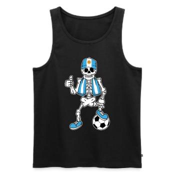 Argentinisches Fußballfan Skelett - Männer Premium Bio Tank Top - Schwarz - Vorne - AI Model Male 178 light (178cm)