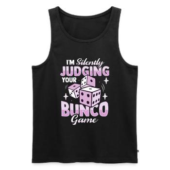 Siletly judging your bunco game Design für ein Bun - Männer Premium Bio Tank Top - Schwarz - Vorne - Michal (187cm)