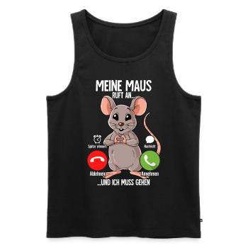 Mein Maus Ruft An - Männer Premium Bio Tank Top - Schwarz - Vorne - Michal (187cm)