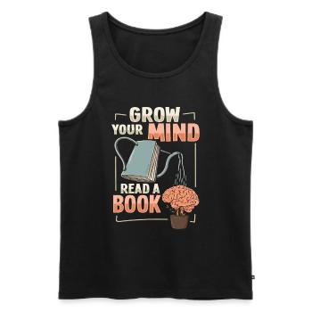 Reading book nerd designs for a librarian - Men's Premium Organic Tank Top - black - Front - AI Model Male 178 light (178cm)