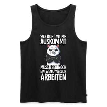 Panda Wer Nicht Mit Mir Auskommt - Männer Premium Bio Tank Top - Schwarz - Vorne - Michal (187cm)