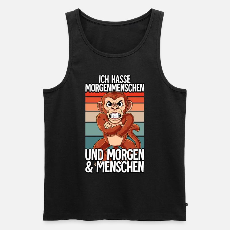 Ich Hasse Morgenmenschen Affe - Männer Premium Bio Tank Top - Schwarz