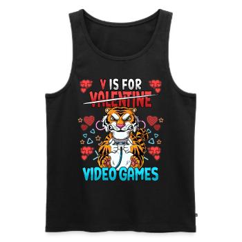 V Is For Video Games Valentinstag Gamer - Männer Premium Bio Tank Top - Schwarz - Vorne - Michal (187cm)