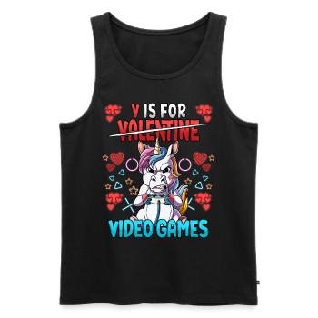 V Is For Video Games Valentinstag Gamer - Männer Premium Bio Tank Top - Schwarz - Vorne - Michal (187cm)