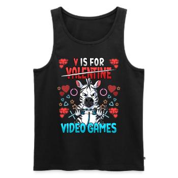 V Is For Video Games Valentinstag Gamer - Männer Premium Bio Tank Top - Schwarz - Vorne - Michal (187cm)